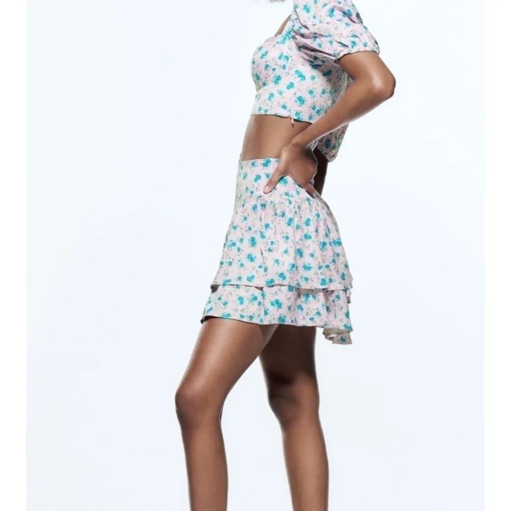 ZARA floral satin effect mini skort_4
